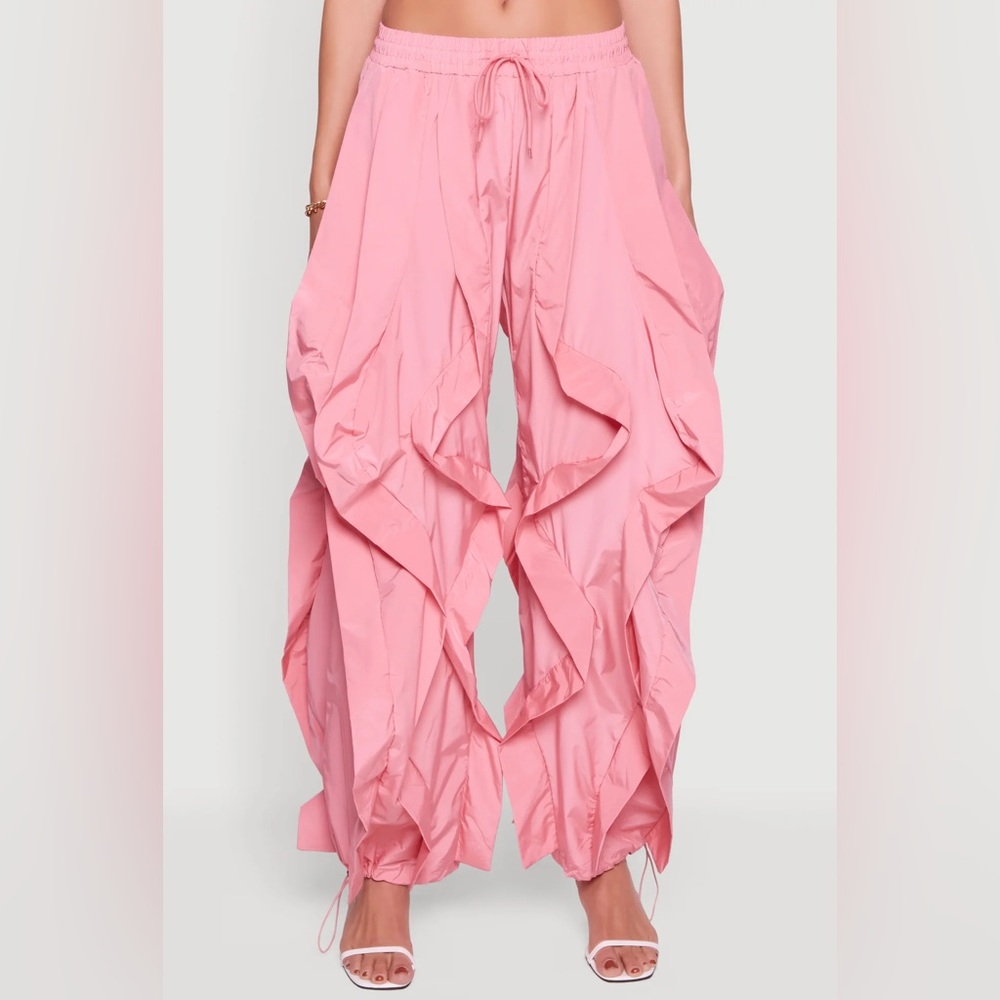 Pink Women's Ruffled Pants